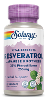 Super Resveratrol (Ресвератрол) 255 мг 30 вег капсул (Solaray)
