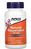 Natural Resveratrol (Натуральный ресвератрол) 50 мг 60 вег капсул (NOW)