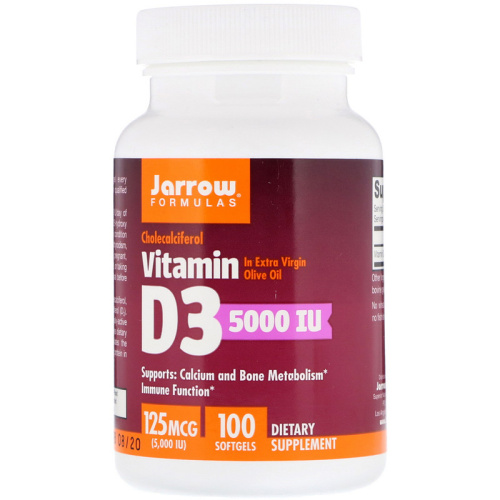 Vitamin D3 (Cholecalciferol) 5000 МЕ 100 капсул (Jarrow Formulas) срок 06/2023
