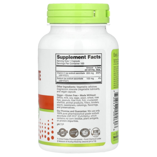 Immunity Sodium Ascorbate (Аскорбат Натрия) 100 капсул (NutriBiotic) фото 2