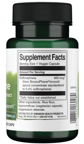 Sulforaphane from Broccoli Sprout Extract (Сульфорафан из экстракта ростков брокколи) 400 мкг 60 вег. капсул (Swanson) фото 2