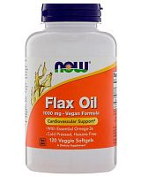 Flax Oil Vegan Formula 1000 мг 120 softgels капс (NOW)