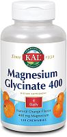 Magnesium Glycinate 400 (Глицинат магния) 400 мг  натуральный апельсиновый вкус без сахара 120 жевательных таблеток (KAL)