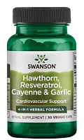 Hawthorn, Resveratrol, Cayenne & Garlic (Herbal Cardiovascular Care) 30 вег капсул (Swanson)