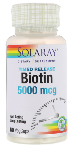 Biotin Timed Release (Биотин замедленного высвобождения) 5000 мкг 60 капсул (Solaray)