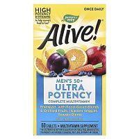 Alive! Men's 50+ Ultra Potency 50+ (комплекс суперэффективных мультивитаминов для мужчин 50+) 60 таблеток (Natures Way)