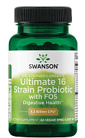 Dr. Stephen Langer's Ultimate 16 Strain Probiotic with Fos 3.2 Billion CFU (16 штаммов пробиотиков доктора Стивена Лангера 3.2 млрд КОЕ) 60 вег капсул (Swanson) срок 09/2023