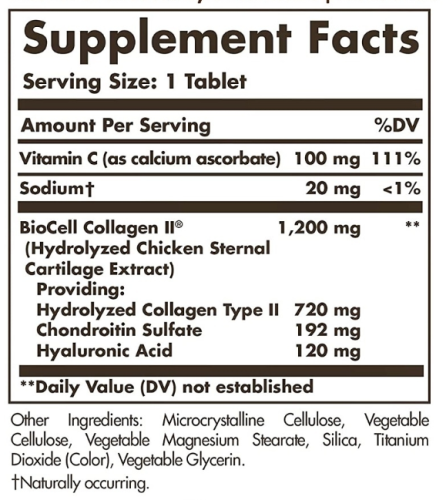 Collagen Hyaluronic Acid Complex (Комплекс Коллагена с Гиалуроновой кислотой) 120 мг 30 таблеток (Solgar) фото 2