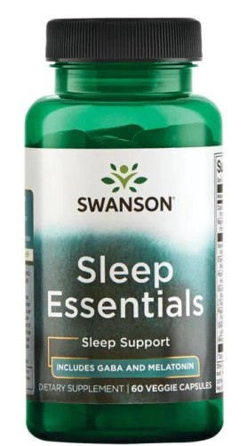 Sleep Essentials Includes Gaba and Melatonin (Основы сна включают ГАМК и мелатонин) 60 вег капсул (Swanson)