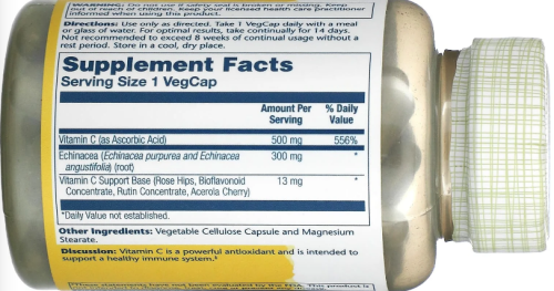 Vitamin C With Echinacea (Витамин С с эхинацеей) 1000 мг 120 вег капсул (Solaray) фото 2