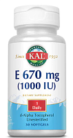 E d-Alpha Tocopherol 670 мг (1000 МЕ) 30 гелевых капсул (KAL)