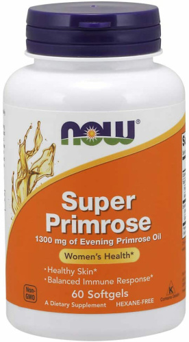 Super Primrose (масло примулы вечерней) 1300 мг 60 гелевых капсул (NOW)