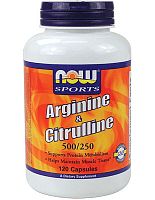 Arginine 500 мг & Citrulline 250 мг 120 капс (NOW)