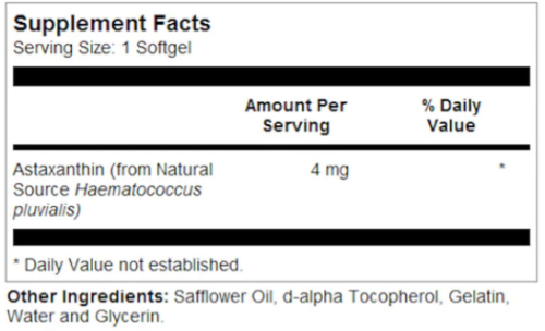 Astaxanthin (Астаксантин) 4 мг 60 гелевых капсул (Solaray) фото 2