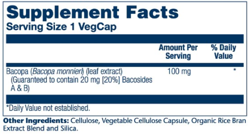 Bacopa Leaf Extract (Экстракт листьев бакопы) 100 мг 60 вег капсул (Solaray) фото 2