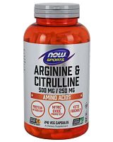 Arginine 500 мг & Citrulline 250 мг 240 капс (NOW)