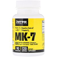 MK-7 (витамин K2 в форме MK-7) 90 мкг 120 капсул (Jarrow Formulas)