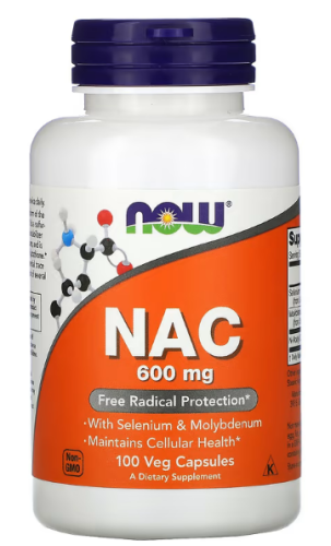 NAC (N-ацетилцистеин) 600 мг 100 вег капсул (NOW)