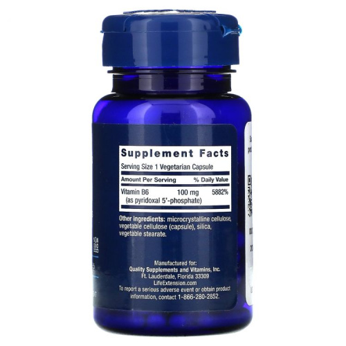 Pyridoxal 5'-Phosphate caps 100 мг B6 (Витамин Б6) 60 вег капсул (Life Extension) фото 2
