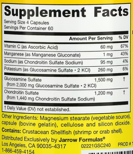 Glucosamine + Chondroitin with Manganese and Vitamin C (глюкозамин хондроитин с марганцем и витамином C) 240 капсул (Jarrow Formulas) фото 2