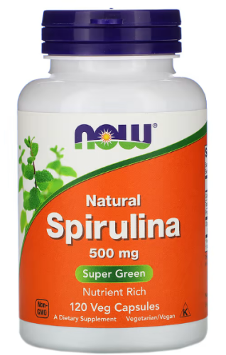 Natural Spirulina (Натуральная спирулина) 500 мг 120 вег капсул (NOW)