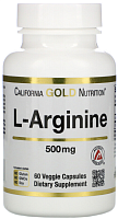 L-Arginine (L-аргинин) AjiPure 500 мг 60 капсул (California Gold Nutrition)