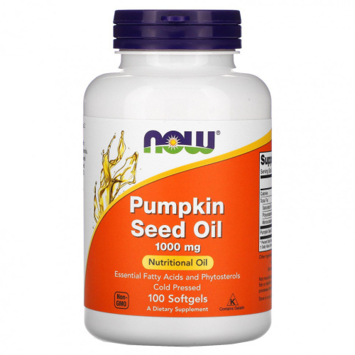 Pumpkin Seed Oil (тыквенное масло) 1000 мг 100 гелевых капсул (NOW)