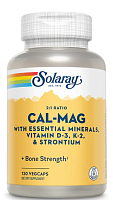 Cal-Mag Citrate with Vitamin D-3 & K-2 and Strontium 120 капсул (Solaray)