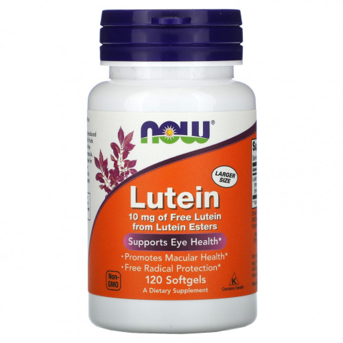 Lutein (лютеин) 10 мг 120 гелевых капсул (NOW)