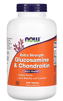 Glucosamine & Chondroitin Extra Strength (Глюкозамин и хондроитин экстра сила) 750 мг/600 мг 240 таблеток (NOW)