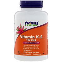 Vitamin K-2 (Витамин К-2) 100 мкг 250 вег капсул (NOW)