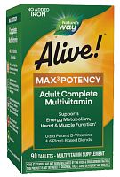 Alive! Max3 Potency (Мультивитаминный комплекс без железа) 90 таблеток (Nature's Way)