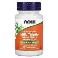 Double Strength Silymarin Milk Thistle Extract (силимарин двойной концентрации) 300 мг 50 вег капсул (NOW)