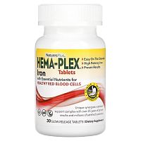Hema-Plex железо с незаменимыми питательными веществами 30 таблеток с медленным высвобождением (NaturesPlus)
