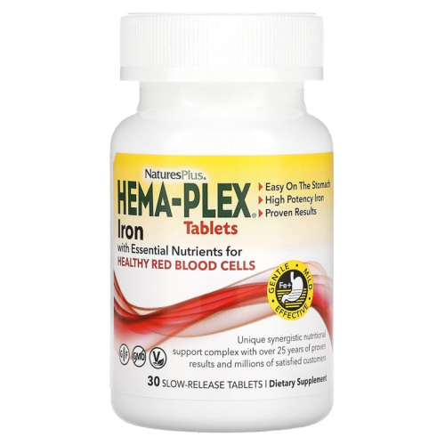 Hema-Plex железо с незаменимыми питательными веществами 30 таблеток с медленным высвобождением (NaturesPlus)