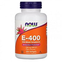 Vitamin E-400 With Mixed Tocopherols (витамин E-400 со смешанными токоферолами) 268 мг (400 МЕ) 250 гелевых капсул (NOW)