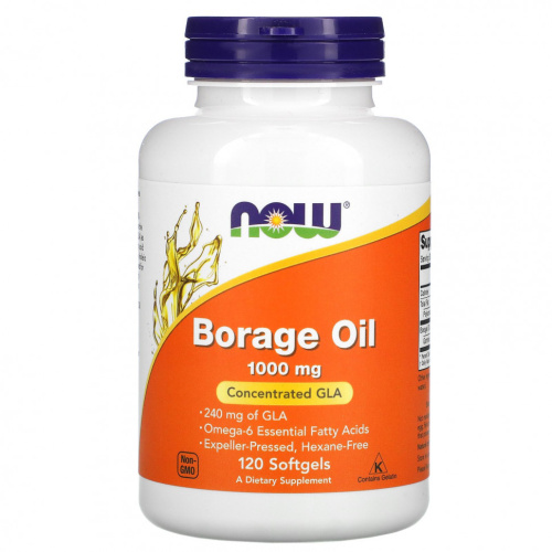 Borage Oil (масло бурачника концентрированная ГЛК) 1000 мг 120 гел капсул (NOW) Borage Oil (масло бурачника концентрированная ГЛК) 1000 мг 120 гел капсул (NOW)