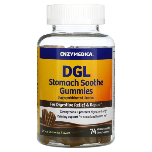 DGL Stomach Soothe Gummies, немецкий шоколад, 74 жевательных мармеладки (Enzymedica)