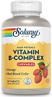 B Complex Chewable (Комплекс витаминов группы В) клубника 250 мг 50 жевательных таблеток (Solaray)