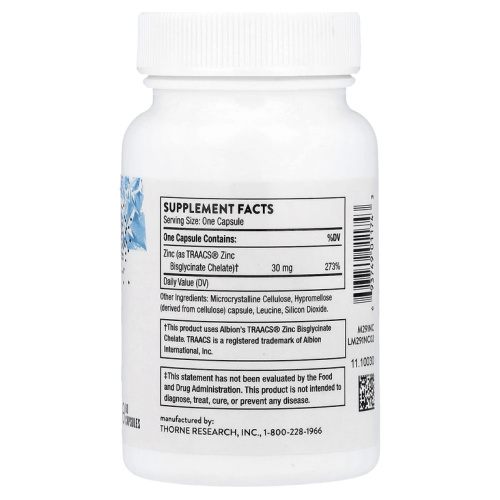 Zinc Bisglycinate (Бисглицинат цинка) 30 мг 60 капсул (Thorne Research) фото 2