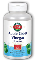 Apple Cider Vinegar (Жевательные таблетки с яблочным уксусом) 60 таблеток (KAL)