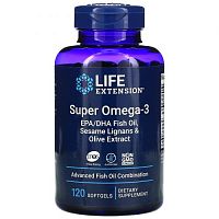 Super Omega-3 EPA/DHA Fish Oil Sesame Lignans & Olive Extract 120 softgels