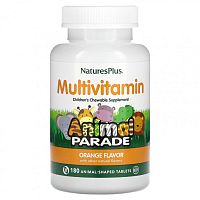 Source of Life Animal Parade жевательные мультивитамины и минералы для детей со вкусом апельсина 180 таблеток (Natures Plus)