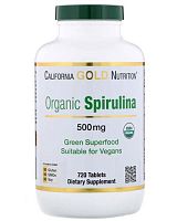 Organic Spirulina 500 mg 720 табл (California Gold Nutrition)