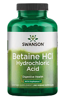 Betaine Hcl Hydrochloric Acid with Vegpeptase (Бетаин HCl соляная кислота с вегпептазой) 250 вег капсул (Swanson)