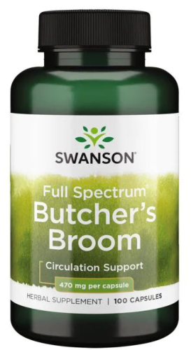Full Spectrum Butcher's Broom (Метла мясника полного спектра) 470 мг 100 капсул (Swanson)