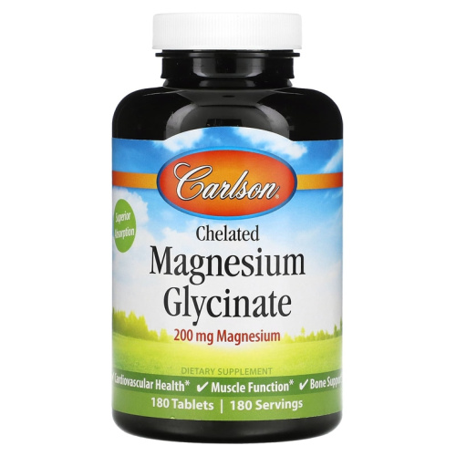 Carlson Labs Chelat Magnesium Glycinate (Глицинат магния) 200 мг 180 таблеток