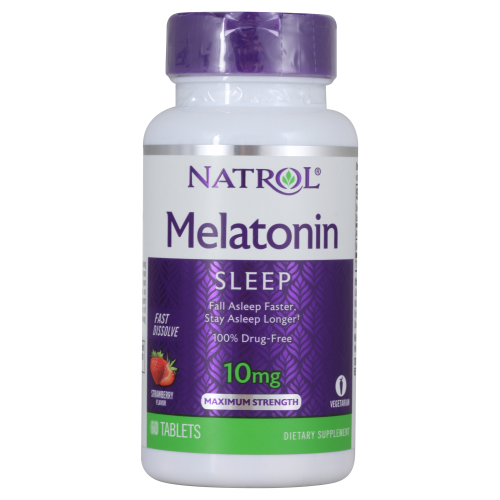 Melatonin 10 мг Fast Dissolve быстрорастворимые 75 табл (Natrol) клубника срок 02/2022