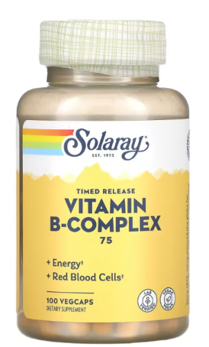 B-Complex 75 (Комплекс с витаминами группы B медленного высвобождения) 100 капсул (Solaray) фото 2