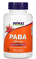 PABA (пара-аминобензойная кислота) 500 мг 100 капсул (NOW)